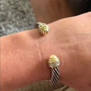 DY 7mm diamond cuff 14k gold/sterling silver